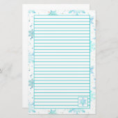 ターコイズブルースノーフレークスライン 便箋 (正面/裏面)