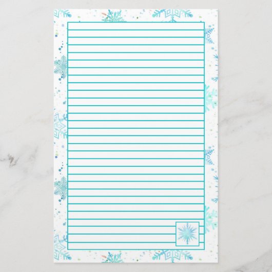ターコイズブルースノーフレークスライン 便箋 (正面)