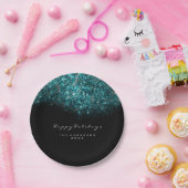 ターコイズブルースパークリーグリッター白黒ホリデー ペーパープレート (パーティー)