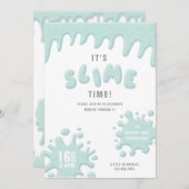 ターコイズブルースライムパーティの招待状 (正面/裏面)