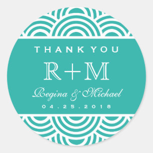 ターコイズブルースワールサークル結婚式の引き出物シール ラウンドシール