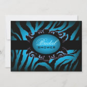 ターコイズブルーゼブラプリントシックブライダルシャワー 招待状 (正面)