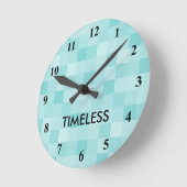 ターコイズブルータイムレスモザイクパターンの壁時計 ラウンド壁時計 (傾斜)