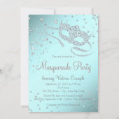 ターコイズブルーダイヤマスク仮面パーティー 招待状 (裏面)