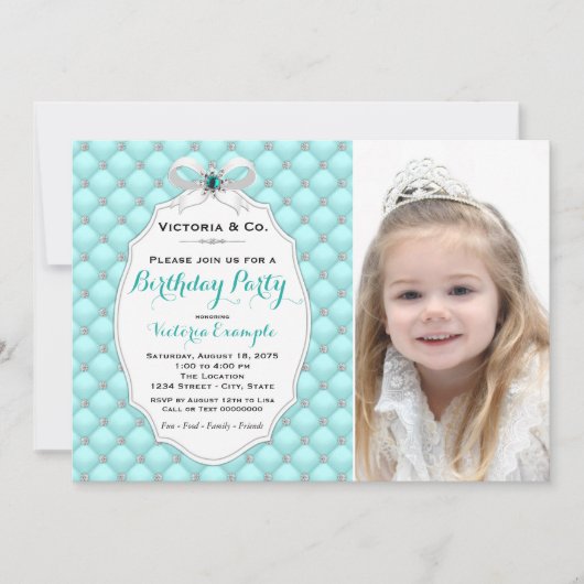 ターコイズブルーダイヤモンドの誕生日パーティー 招待状 (正面)