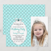 ターコイズブルーダイヤモンドの誕生日パーティー 招待状 (正面/裏面)