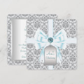 ターコイズブルーダマスクベイビーバプテスマ・キリスト洗礼 招待状 (正面/裏面)