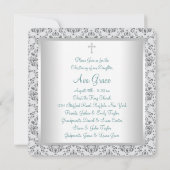 ターコイズブルーダマスクベイビーバプテスマ・キリスト洗礼 招待状 (裏面)