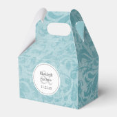 ターコイズブルーダマスク結婚式のテーブルのお願いボックス フェイバーボックス (正面サイド)