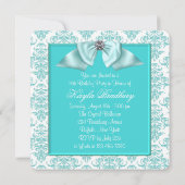 ターコイズブルーダマスク スイート16 パーティー 招待状 (裏面)