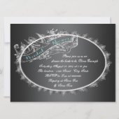 ターコイズブルーチョークボードのウェディングシャワー 招待状 (裏面)