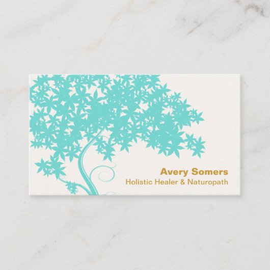 ターコイズブルーツリーホリスティックヒーラーナチュロパス 名刺 (正面)