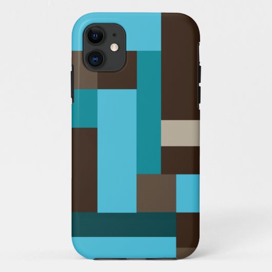 ターコイズブルーティール(緑がかった色)&ブラウンジオメトリックアーモダント Case-Mate iPhoneケース (裏面)