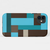 ターコイズブルーティール(緑がかった色)&ブラウンジオメトリックアーモダント Case-Mate iPhoneケース (裏面(横))