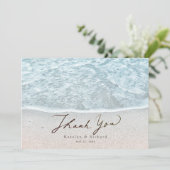 ターコイズブルートロピカル海ビーチ結婚式 サンキューカード (スタンド正面)