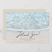ターコイズブルートロピカル海ビーチ結婚式 サンキューカード (正面/裏面)