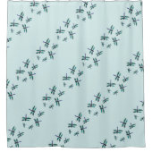 ターコイズブルートンボ模様 シャワーカーテン (正面)