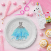 ターコイズブルードレスグリッターSweet sixteen ペーパープレート (パーティー)
