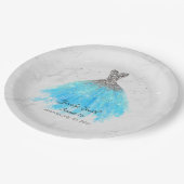 ターコイズブルードレスグリッターSweet sixteen ペーパープレート (アングル)