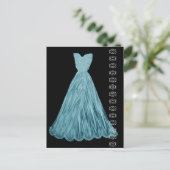 ターコイズブルードレス、レースアクセント葉書 ポストカード (スタンド正面)