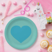 ターコイズブルーハート紙プレート ペーパープレート (パーティー)