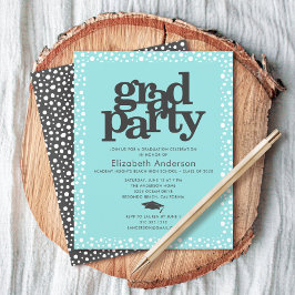 ターコイズブルーバジェットグラッドキャップはっきりしたパーティー招待状