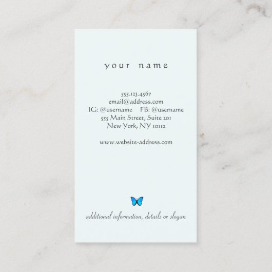 ターコイズブルーバタフライ自然 名刺 (裏面)