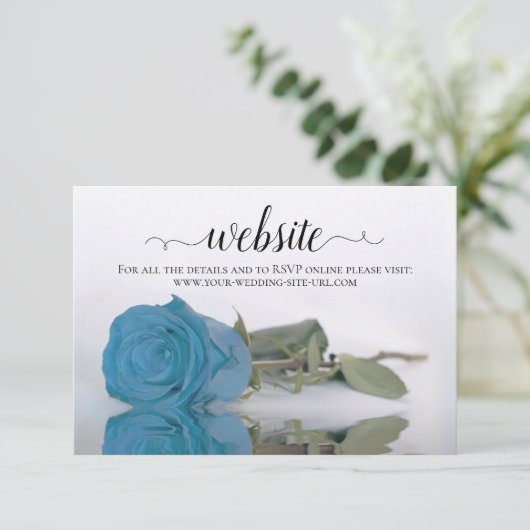 ターコイズブルーバラエレガントウェディングサイト エンクロージャーカード (スタンド正面)