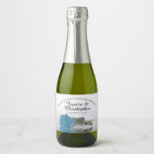 ターコイズブルーバラクラッシー結婚ズサンキューミニ スパークリングワインラベル (正面)