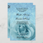 ターコイズブルーバラ&ダマスクウェディング 招待状 (正面/裏面)
