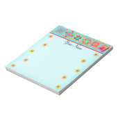 ターコイズブルーパッチワークキルトブロックアート ノートパッド (回転)