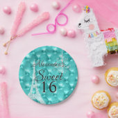 ターコイズブルーパリSweet sixteenバースデーパーティー ペーパープレート (パーティー)