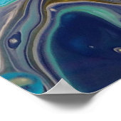 ターコイズブルーパープルカラフルマーブルフルードアート ポスター (角)