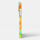 ターコイズブルーパープルピンクオレンジポリゴンアート iPhoneケース (左側面)