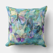 ターコイズブルーパープル蝶 クッション (正面)