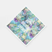 ターコイズブルーパープル蝶 スタンダードランチョンナプキン (角)