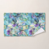 ターコイズブルーパープル蝶 バスタオルセット (ハンドタオル)