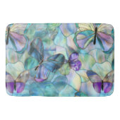ターコイズブルーパープル蝶 バスマット (正面)