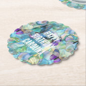 ターコイズブルーパープル蝶 ペーパーコースター (アングル)