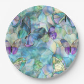 ターコイズブルーパープル蝶 ペーパープレート (正面)