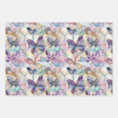 ターコイズブルーパープル蝶 ラッピングペーパーシート (正面3)
