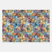 ターコイズブルーパープル蝶 ラッピングペーパーシート (正面2)