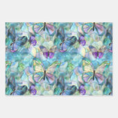 ターコイズブルーパープル蝶 ラッピングペーパーシート (正面)