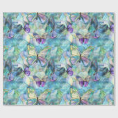 ターコイズブルーパープル蝶 ラッピングペーパー (フラット)