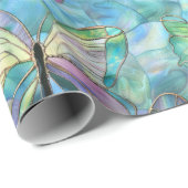 ターコイズブルーパープル蝶 ラッピングペーパー (ロールコーナー)