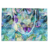 ターコイズブルーパープル蝶 ラージペーパーバッグ (裏面)