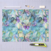 ターコイズブルーパープル蝶 薄葉紙 (クラフト)