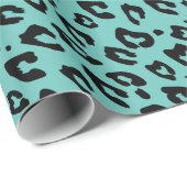 ターコイズブルーヒョウ印刷ラッピング紙 ラッピングペーパー (ロールコーナー)