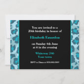 ターコイズブルーヒョウ印刷20th誕生日の写真 招待状 (裏面)