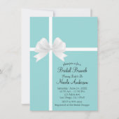 ターコイズブルービッグホワイトボウブライダルシャワー 招待状 (正面)